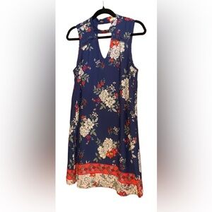 Mi Ami Navy Floral Sleeveless Dress Size Medium Beautiful Summer Dress